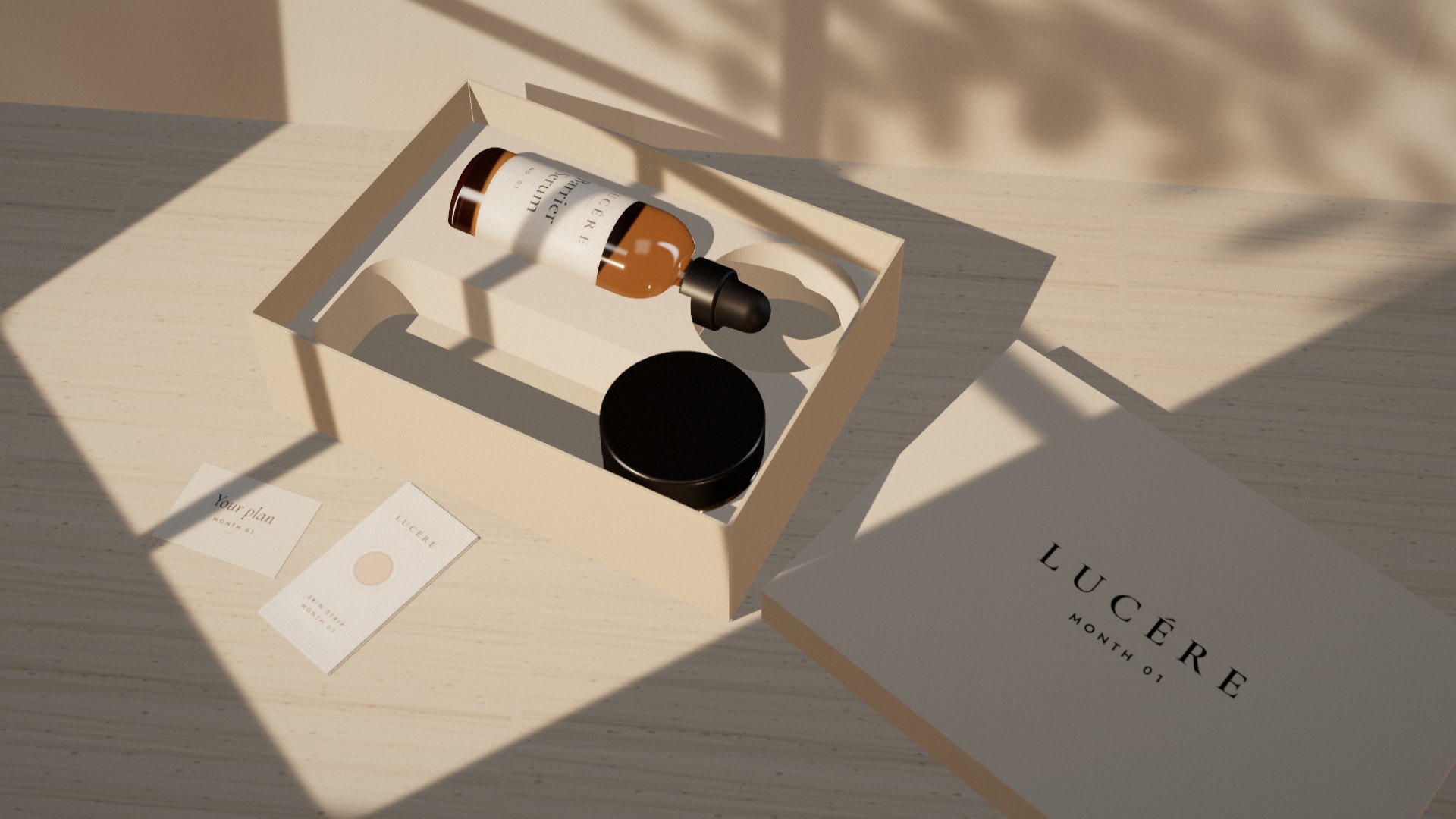 The opened Lucére monthly kit